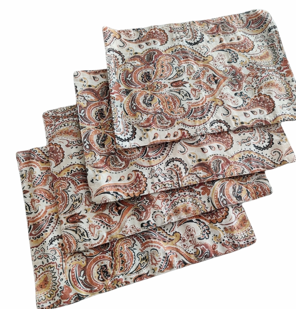 🔥4/$20 Max Studio Home Cotton Fabric Paisley Placemat Set of 4